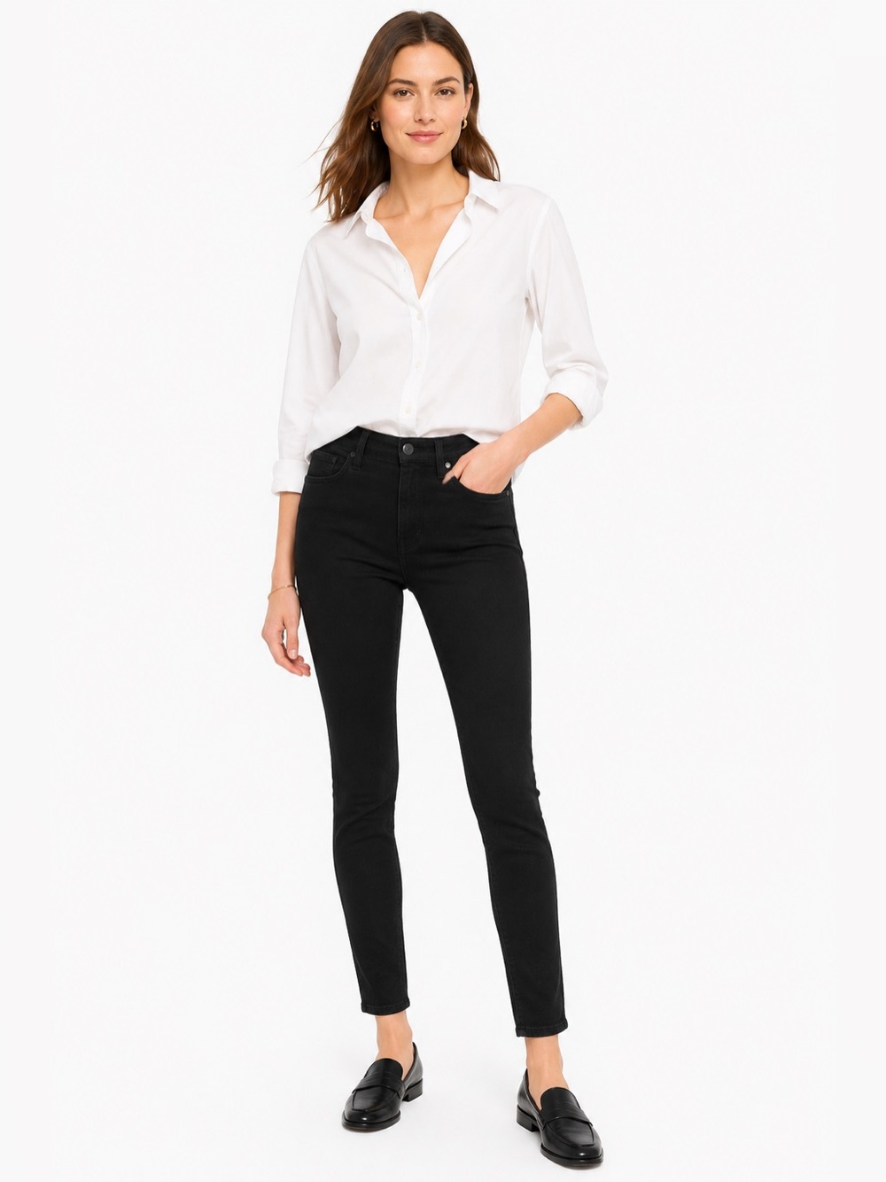 J.Crew 9” High Rise Toothpick Skinny Jeans Black Stretch Size 27